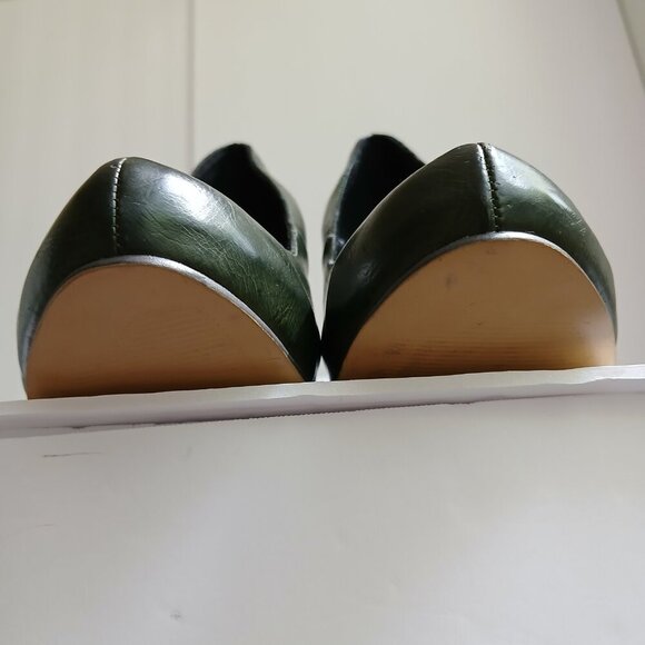 Y2K  Green Leather Multi Cut Out Buckle Accents Hidden Platform Stilettos Sz 7.5 - Picture 6 of 8